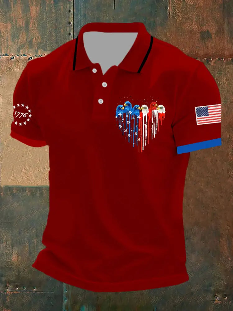 Men’s Independence Day Eagle Short Sleeve Top Red / S