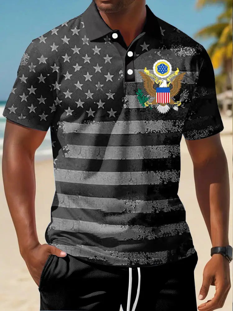 Men’s Independence Day Print short sleeve shirt Gray / S