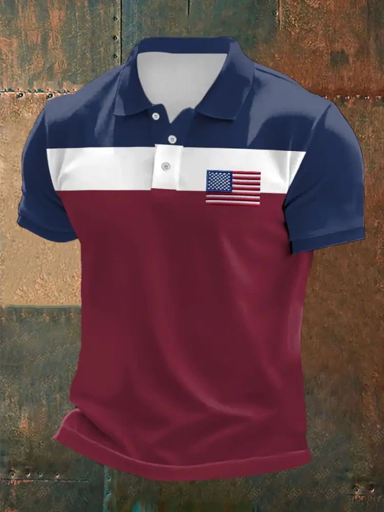 Men’s Independence Day USA Flag Print Casual Top