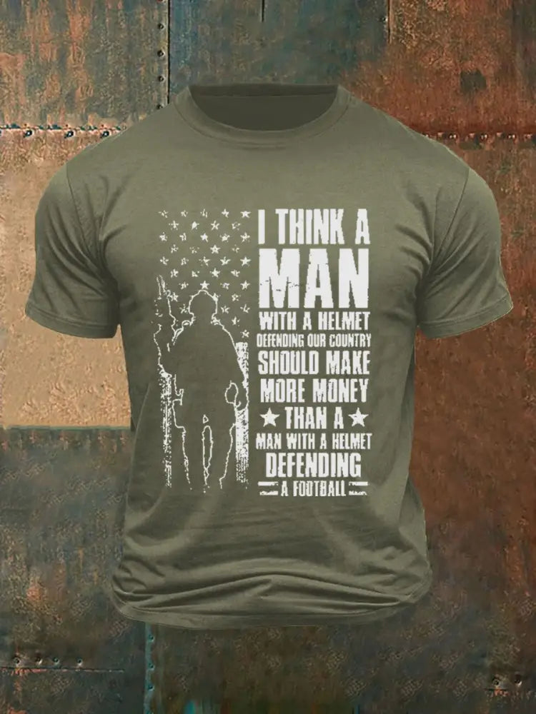 Men’s Independence Day Veteran Printed T-shirt Army Green / S