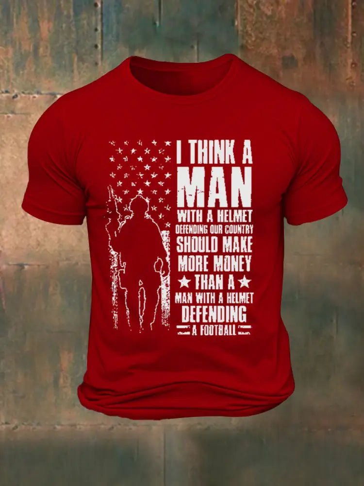 Men’s Independence Day Veteran Printed T-shirt Pure Red / S