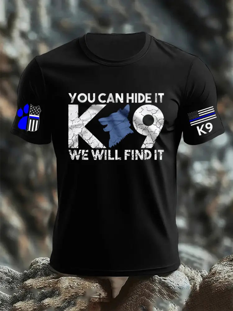 Men’s K9 Unit Police Dog Thin Blue Line K9 Police Officer Tribute T-Shirt Black / S