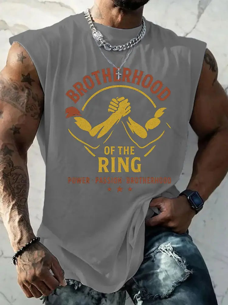 Men’s Legends Never Die Brother Printed Tank Top Light Gray / S