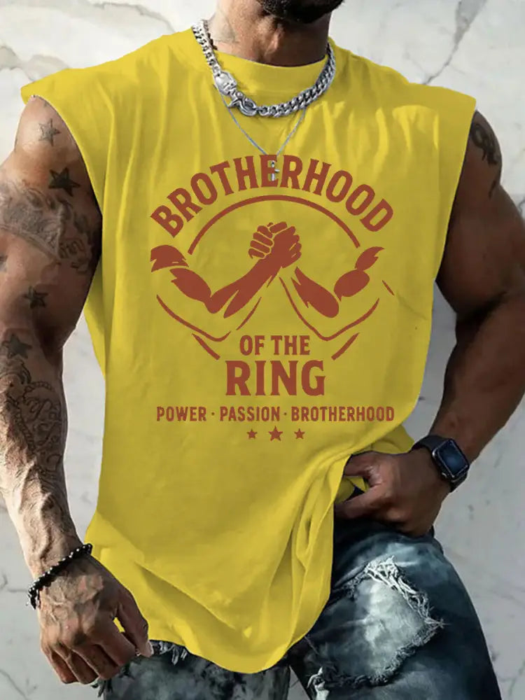 Men’s Legends Never Die Brother Printed Tank Top Yellow / S