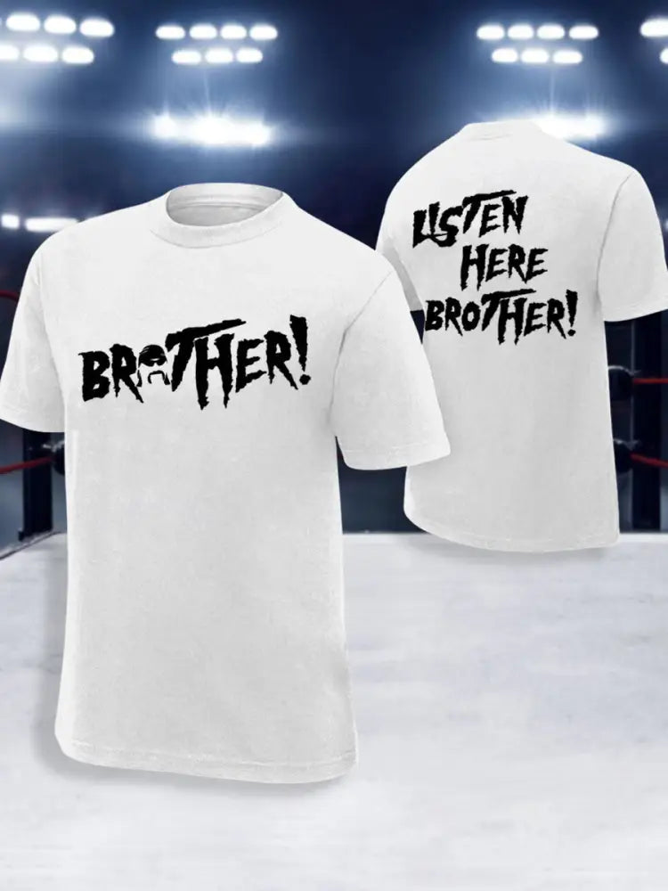 Men’s Listen Here Brother! Print T-shirt White / S