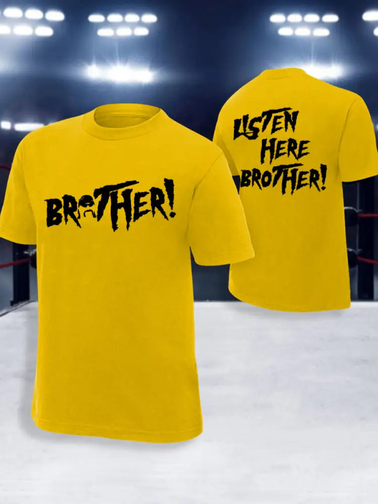 Men’s Listen Here Brother! Print T-shirt Yellow / S
