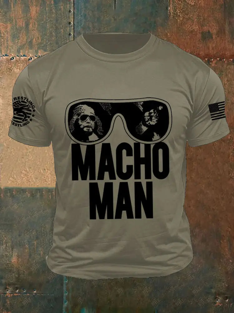 Men’s macho man wrestling t-shirts Army Green / S