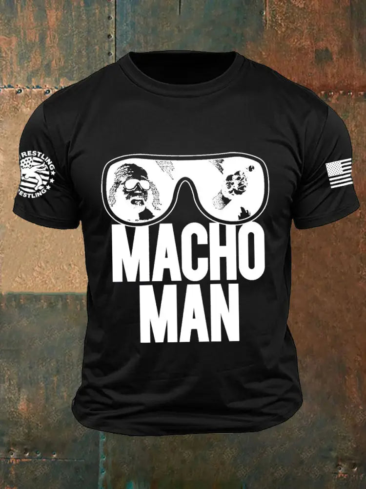 Men’s macho man wrestling t-shirts Black / S