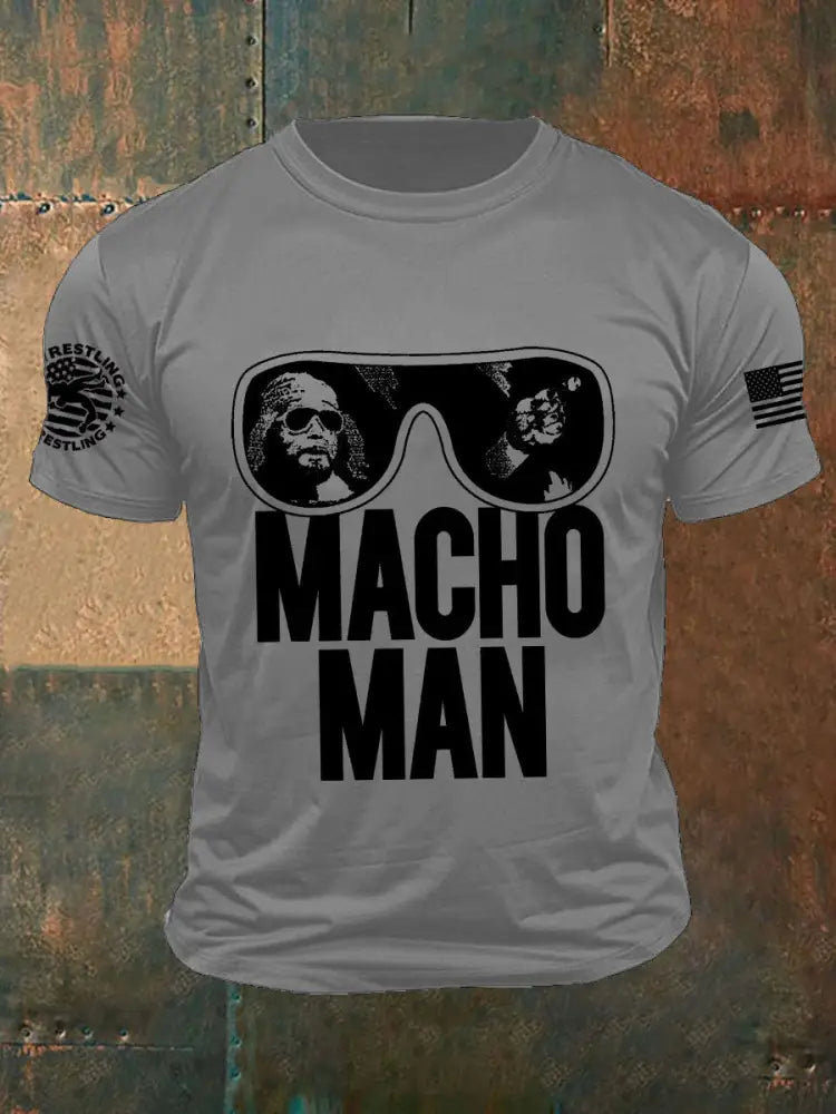 Men’s macho man wrestling t-shirts Light Gray / S