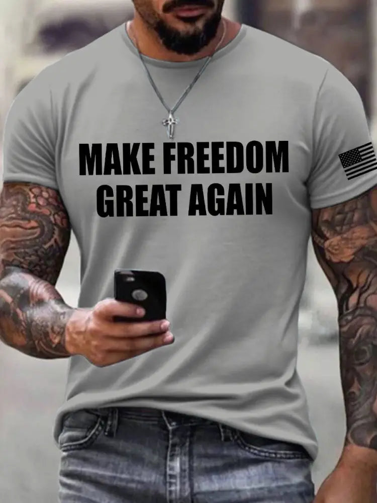 Men’s ’Make Freedom Great Again’ T-shirt Light Gray / S