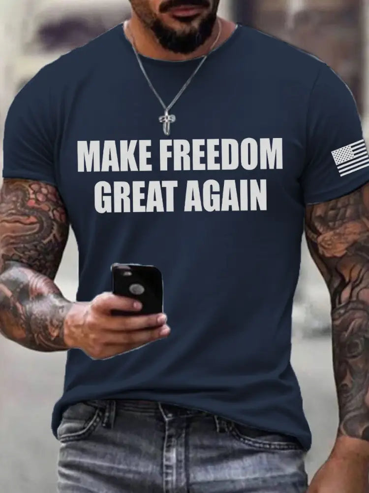 Men’s ’Make Freedom Great Again’ T-shirt Navy Blue / S