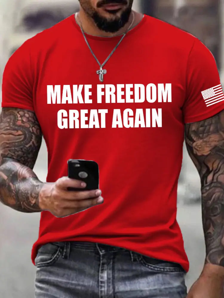 Men’s ’Make Freedom Great Again’ T-shirt Pure Red / S