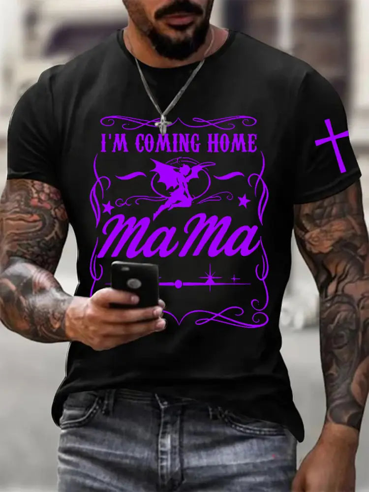 Men’s Mama I‘m Coming Home Short-sleeved T-shirt Black / S