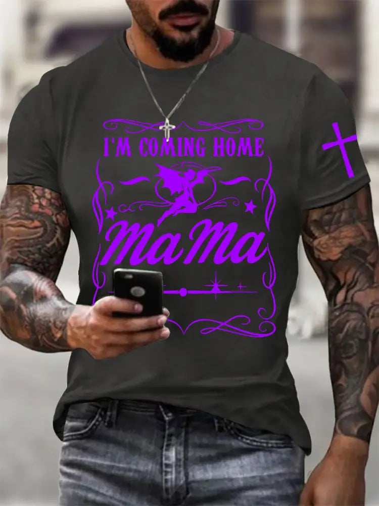 Men’s Mama I‘m Coming Home Short-sleeved T-shirt Dark Gray / S