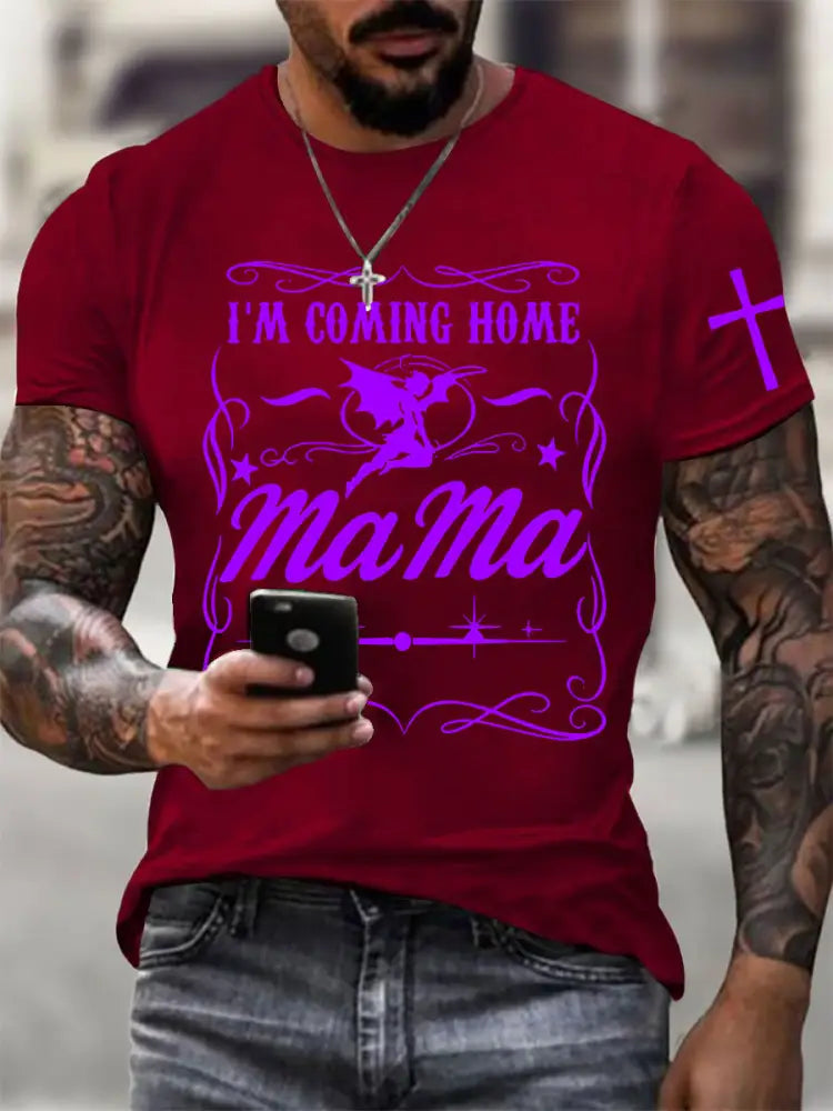 Men’s Mama I‘m Coming Home Short-sleeved T-shirt Deep Red / S