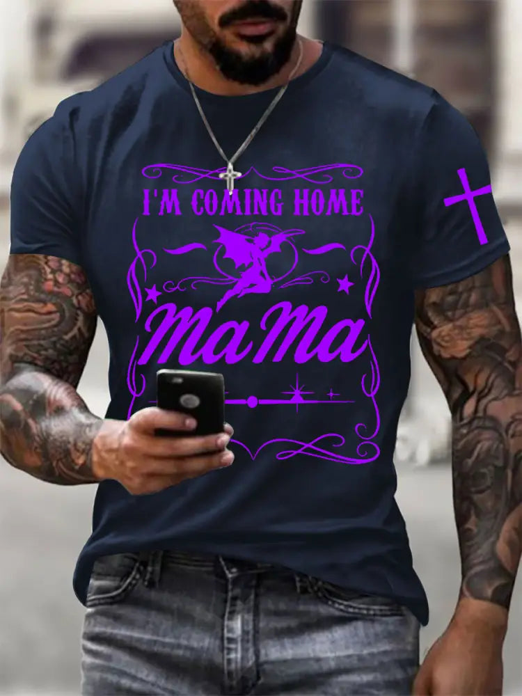 Men’s Mama I‘m Coming Home Short-sleeved T-shirt Navy Blue / S