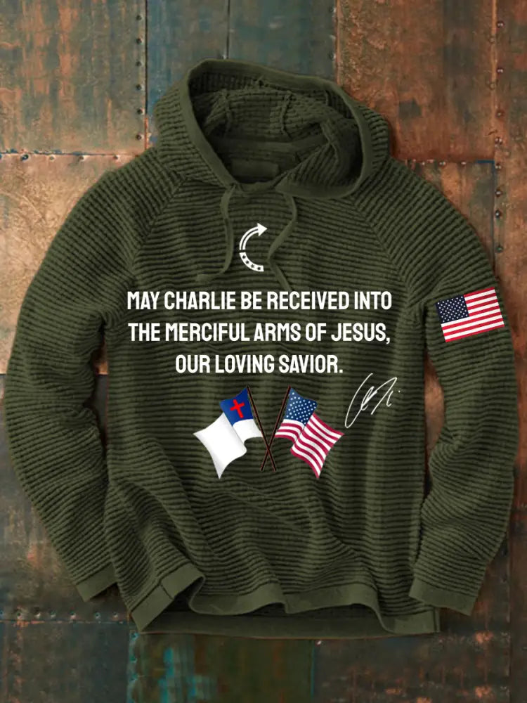 Men’s ’May Charlie be accepted into the compassionate arms of our loving Savior Jesus’ Charlie Kirk signed