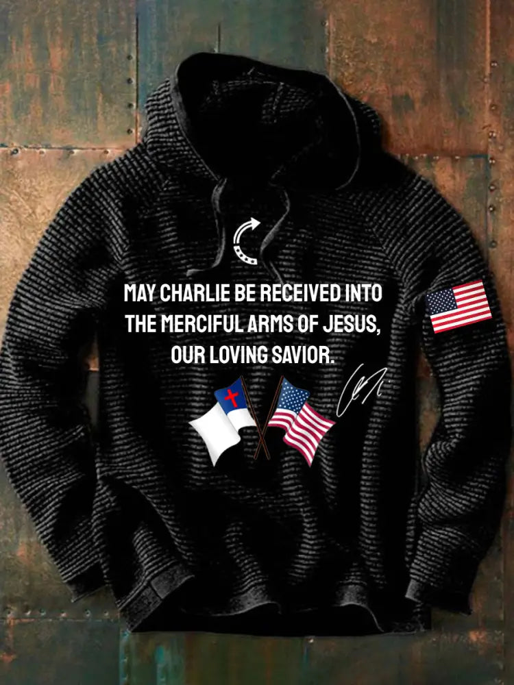Men’s ’May Charlie be accepted into the compassionate arms of our loving Savior Jesus’ Charlie Kirk signed
