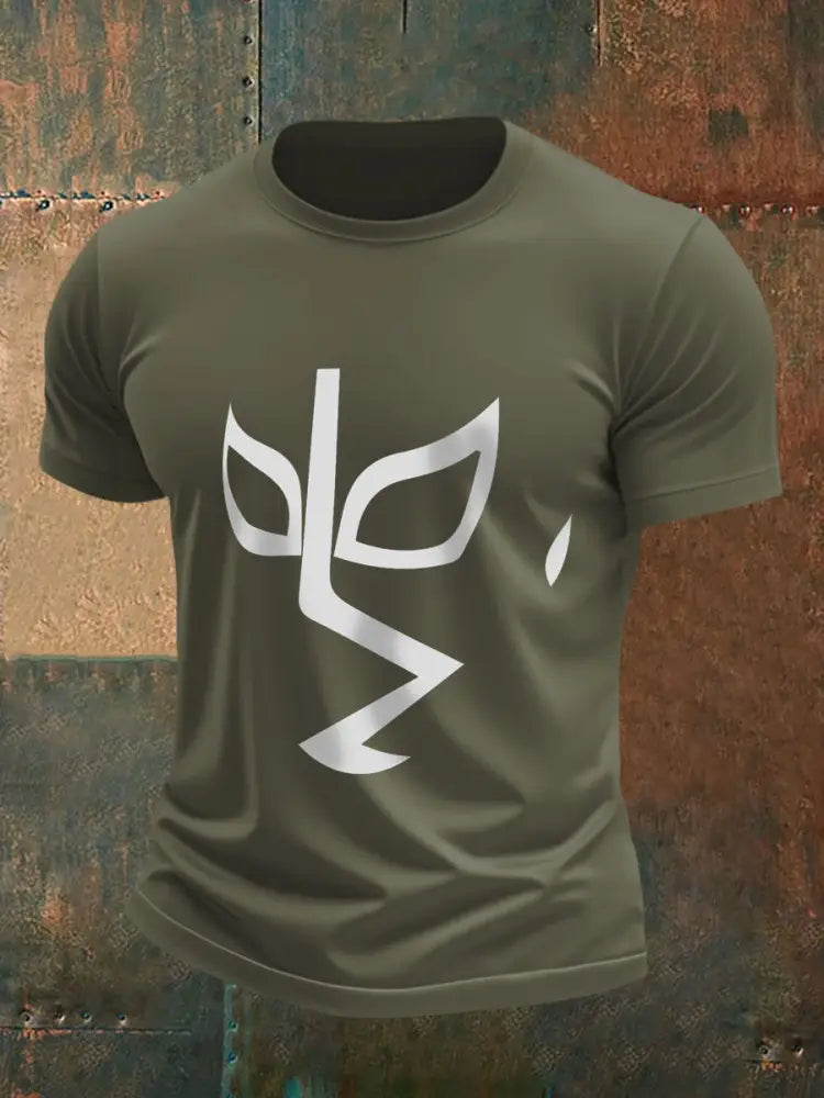 Men’s Mexican Wrestling Mask T-shirts Army Green / S