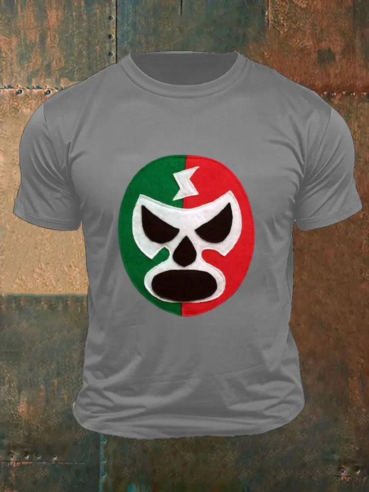 Men’s Mexican Wrestling Mask T-shirts Light Gray / S