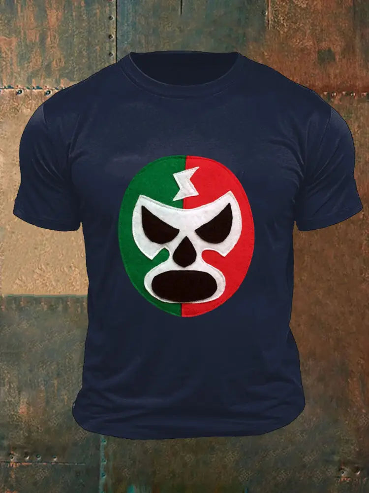 Men’s Mexican Wrestling Mask T-shirts Navy Blue / S