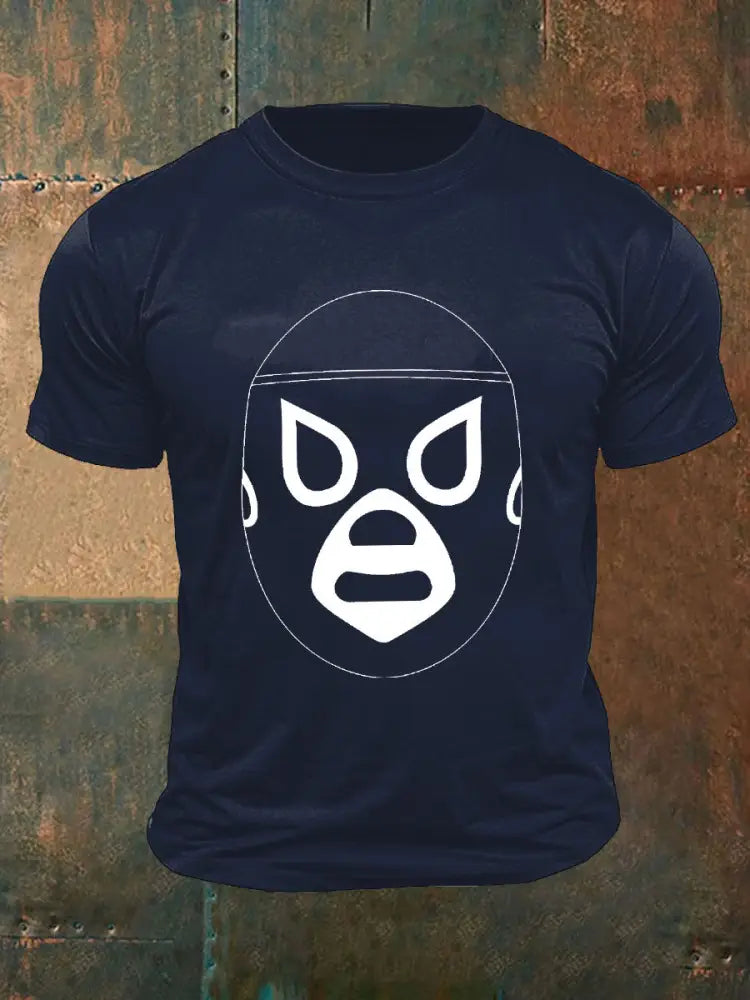 Men’s Mexican Wrestling Mask T-shirts Navy Blue / S