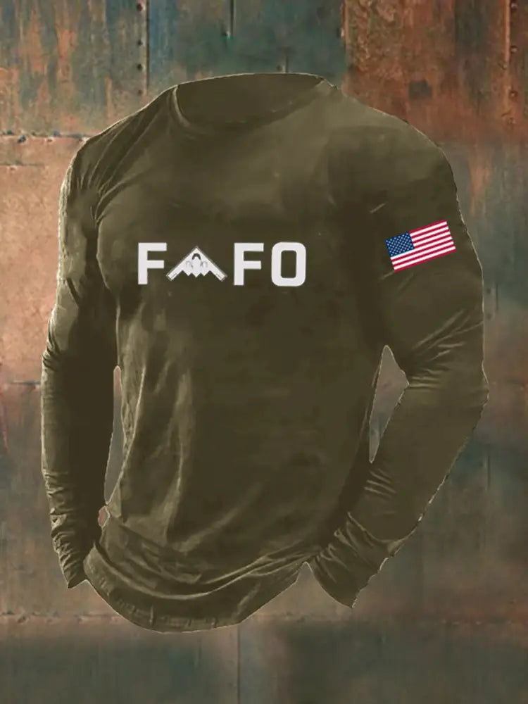Men’s Midnight Hammer FAFO Printed Long Sleeve T-shirt Army Green / S