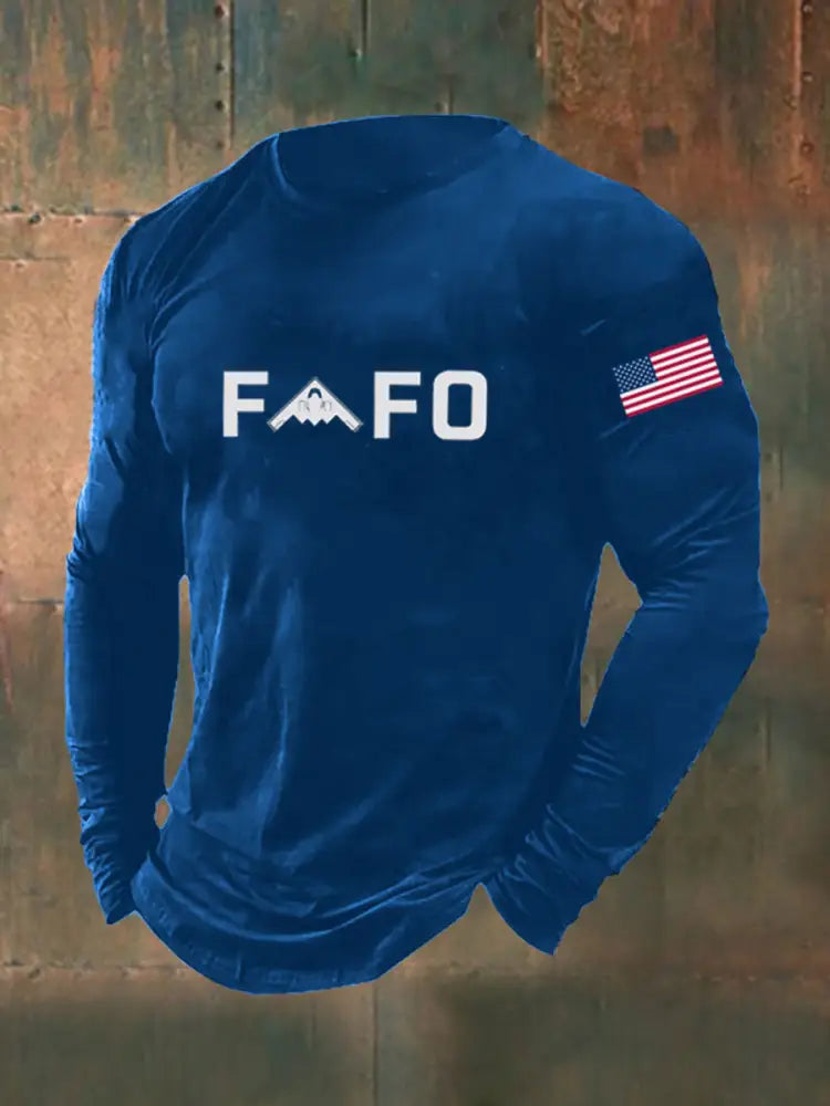 Men’s Midnight Hammer FAFO Printed Long Sleeve T-shirt Blue / S