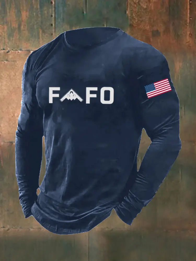 Men’s Midnight Hammer FAFO Printed Long Sleeve T-shirt Navy Blue / S