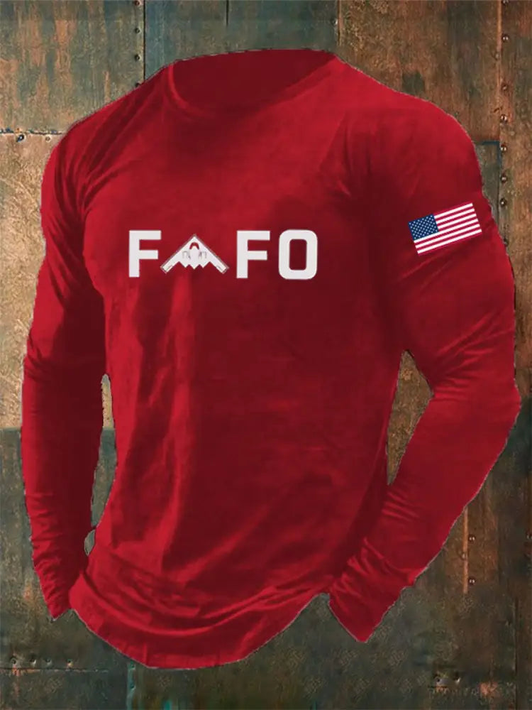 Men’s Midnight Hammer FAFO Printed Long Sleeve T-shirt Red / S