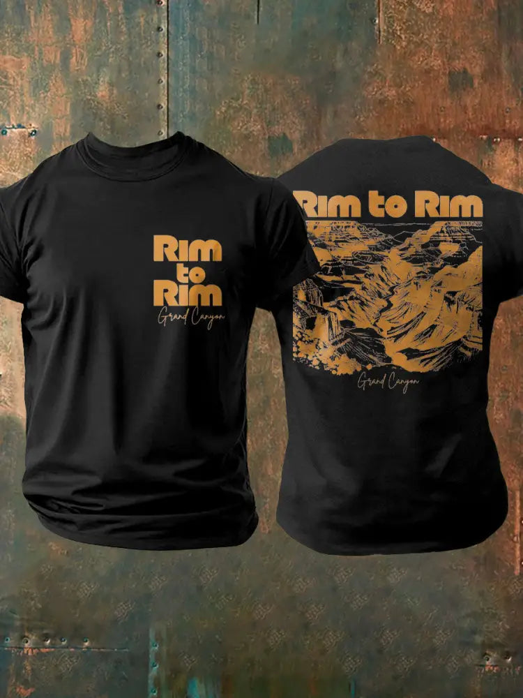 Men’s Moutains Hiking Lover Canyon Printed T-shirt Black / S