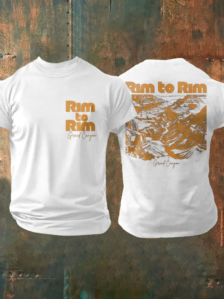 Men’s Moutains Hiking Lover Canyon Printed T-shirt White / S