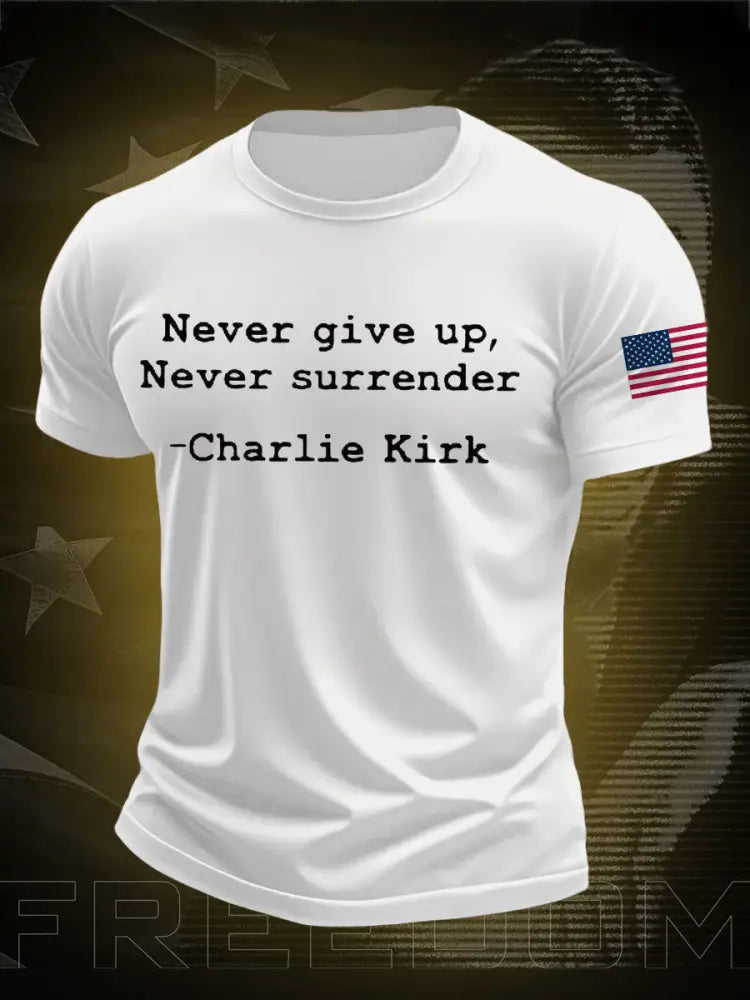 Men’s Never Surrender Freedom True Patriot Printed T-shirt White / S