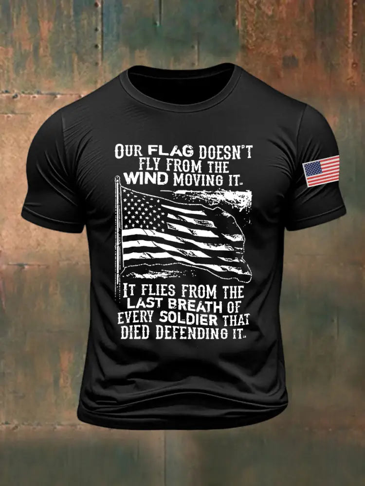 Men’s Our Flag Doesn’t Fly From The Wind Moving It Printed T-shirt Black / S