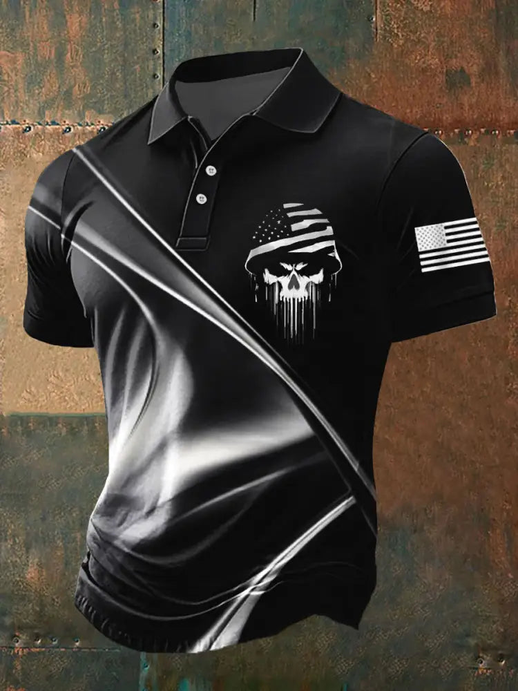 Men’s Patriotic USA Soldier Skull T-shirt Black / S
