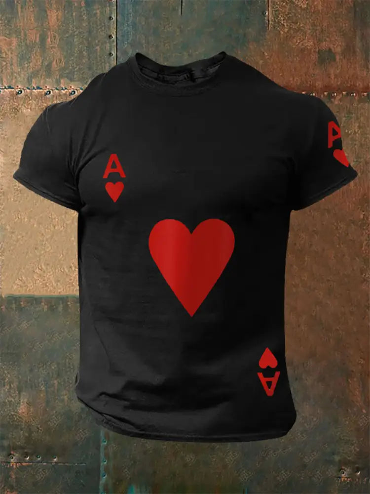 Men’s Poker Ace of Hearts T-shirts Black / S