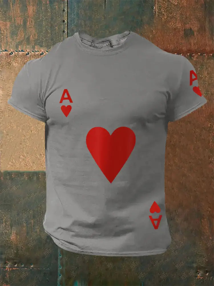 Men’s Poker Ace of Hearts T-shirts Light Gray / S