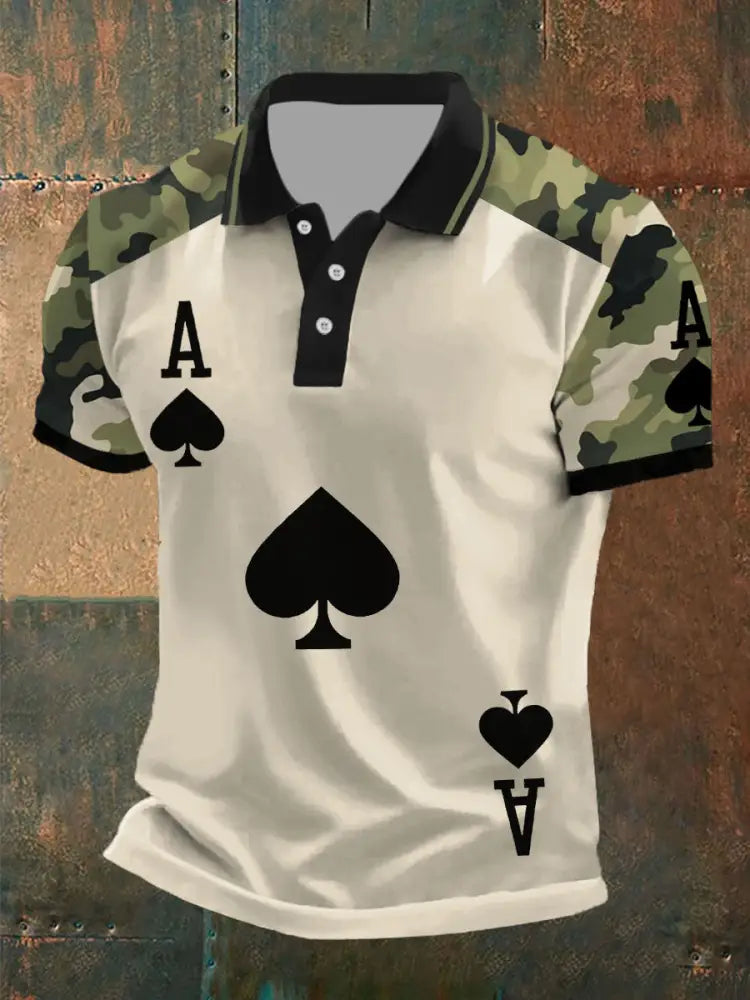Men’s poker Ace of Spades camouflage tops Apricot / S