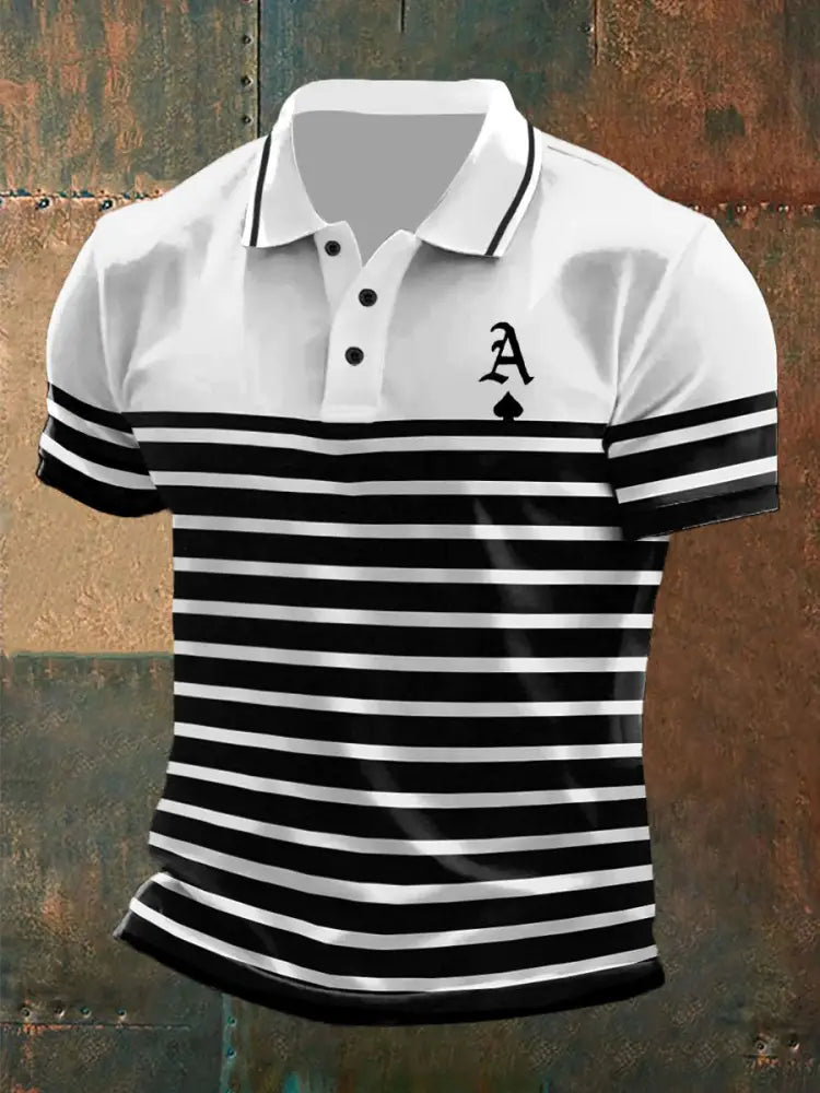 Men’s poker ace of spades striped tops White / S