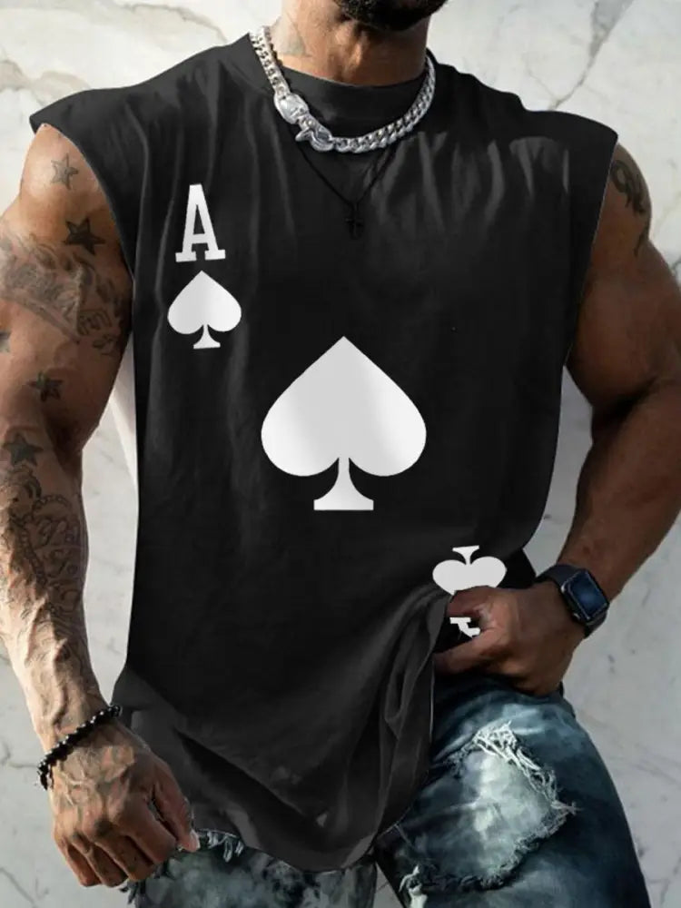 Men’s poker Ace of Spades vest Black / S