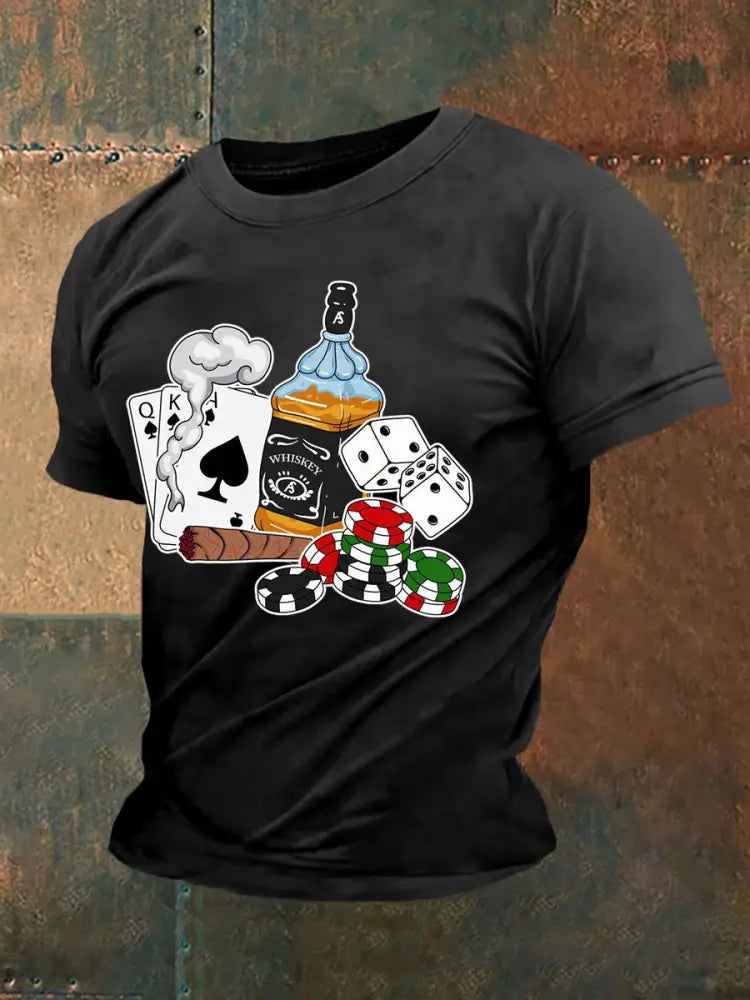 Men’s Poker Art Print T-Shirt Black / S