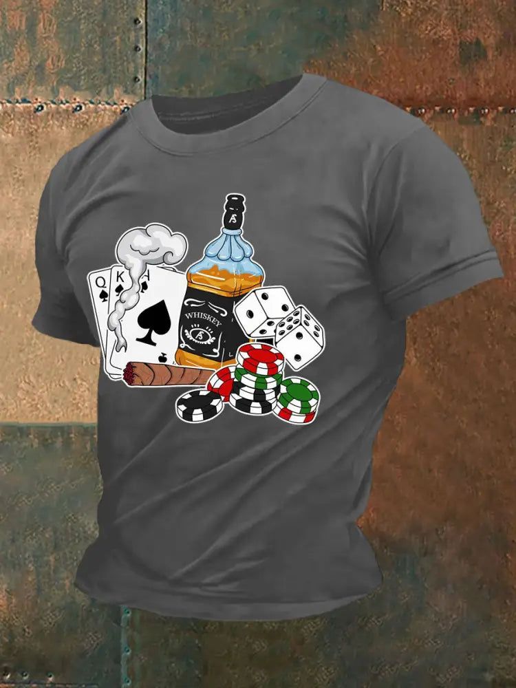 Men’s Poker Art Print T-Shirt Dark Gray / S