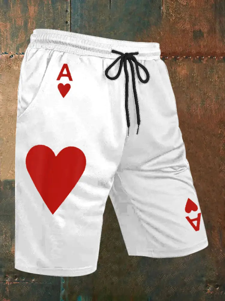 Men’s Poker Hearts A Shorts White / S