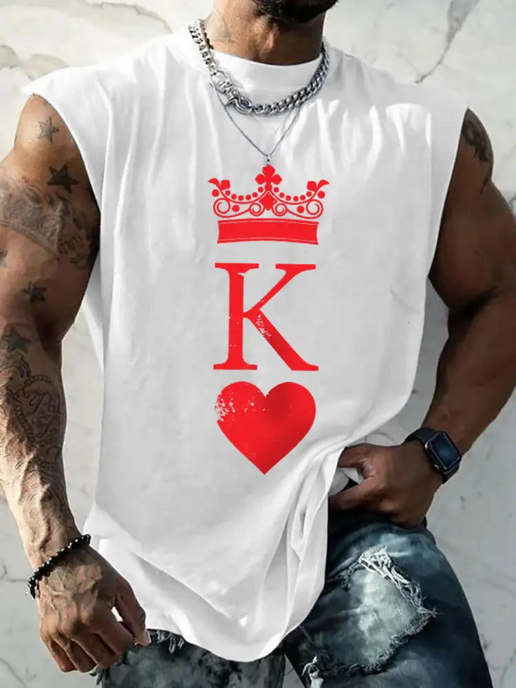 Men’s poker king of hearts vest White / S