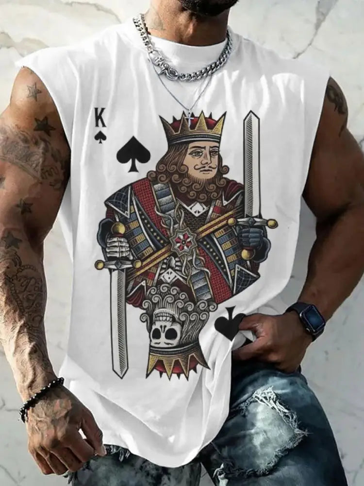 Men’s poker king of spades vest White / S