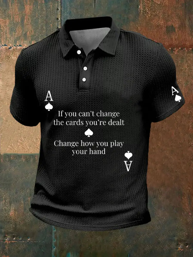 Men’s Poker Philosophy of Life Waffle fabric T-shirt Black / S