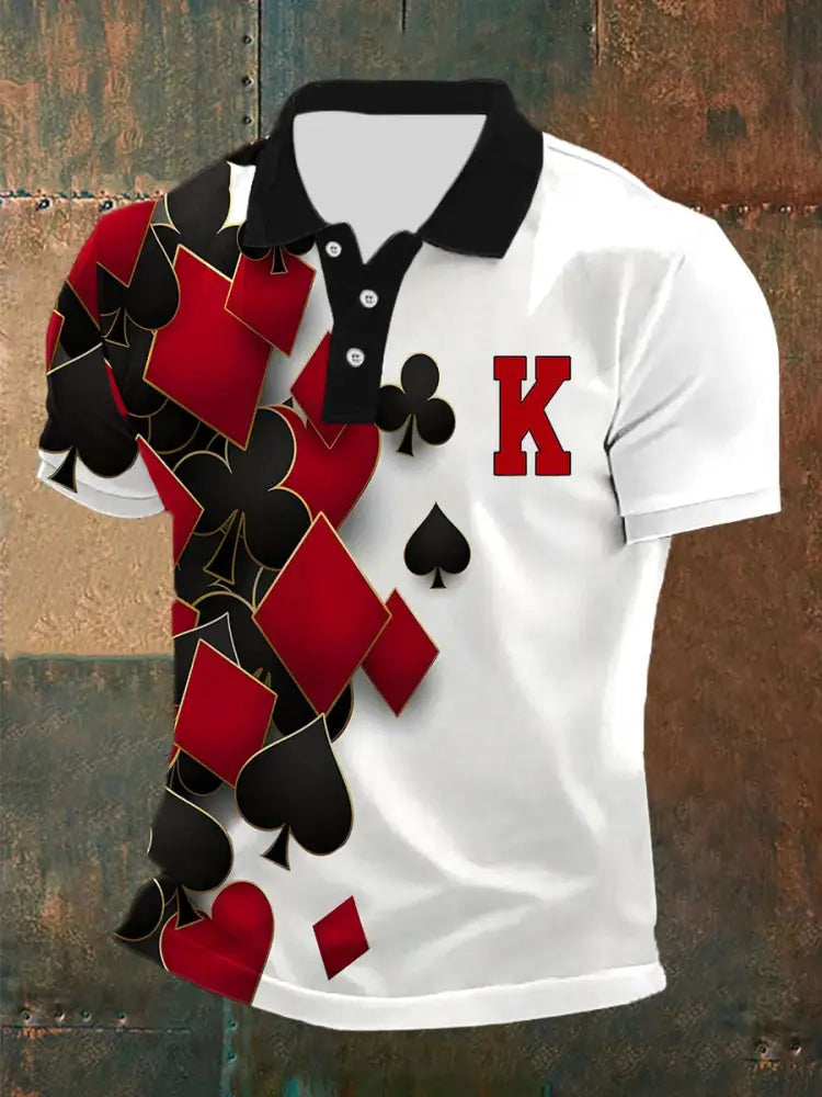 Men’s Poker Print Casual Top White / S