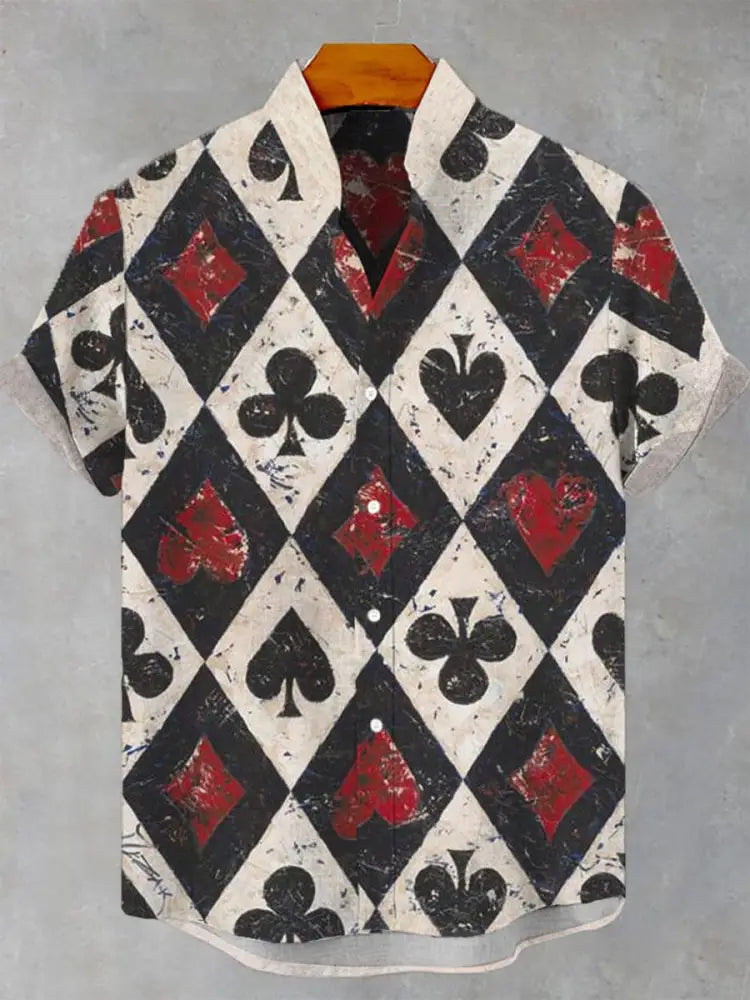 Men’s poker short-sleeved shirt As picture / S