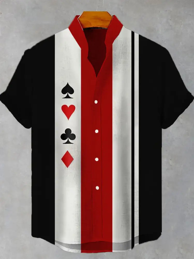 Men’s poker short-sleeved shirt Black / S
