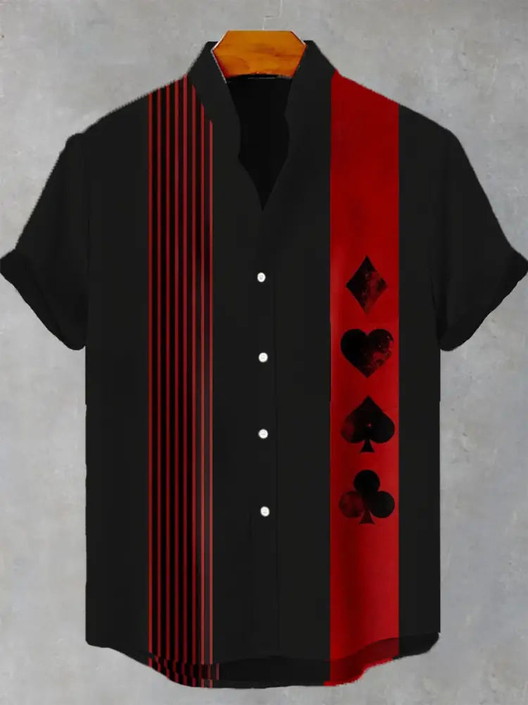Men’s poker short-sleeved shirt Black / S